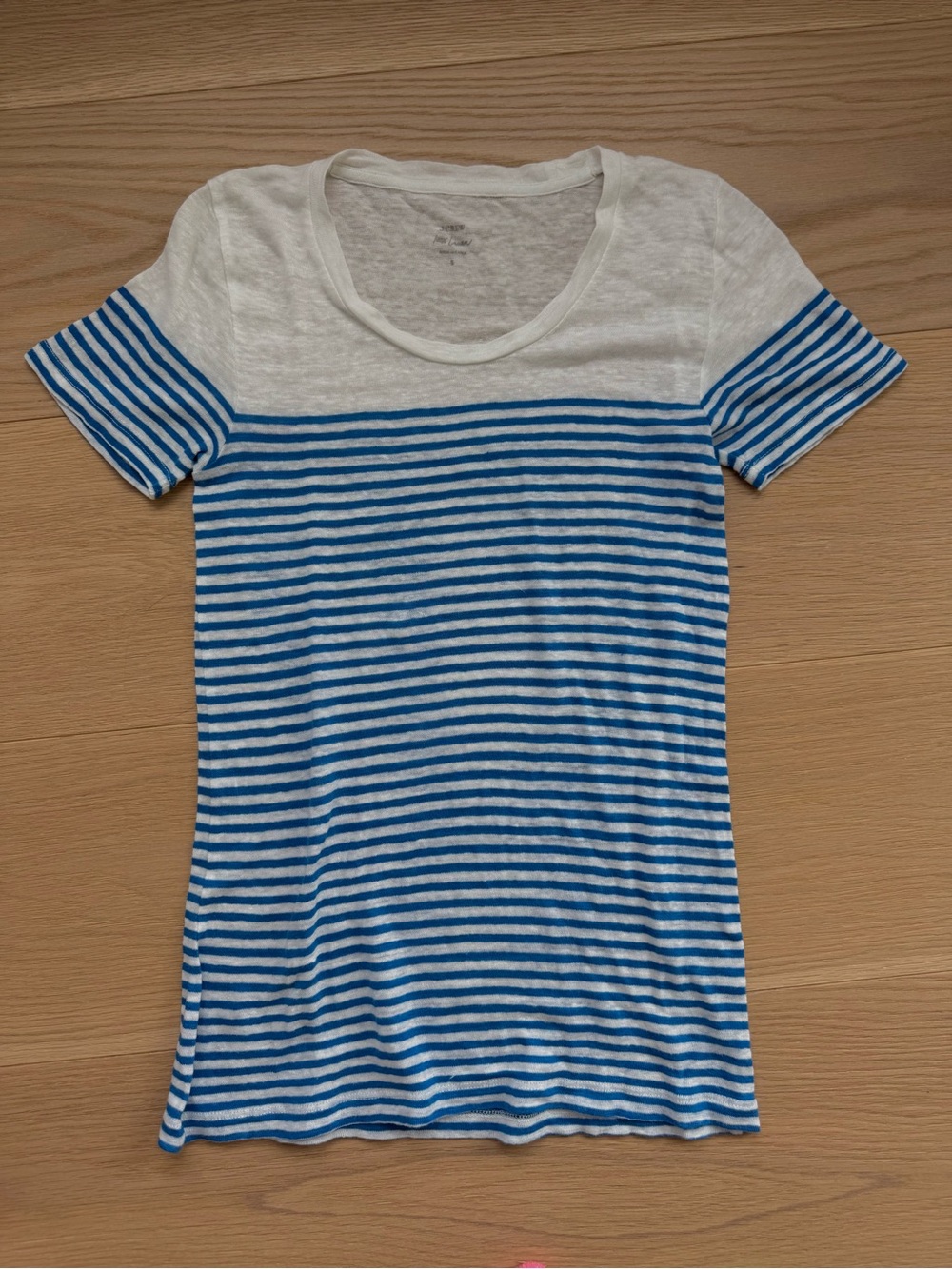 J. Crew Blue & White Striped Crewneck Tee